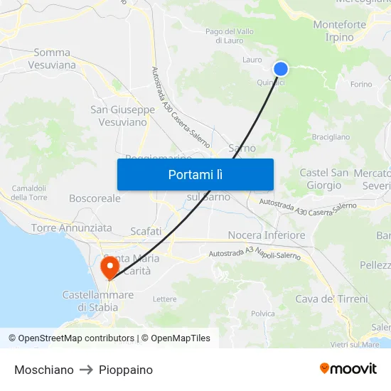 Moschiano to Pioppaino map