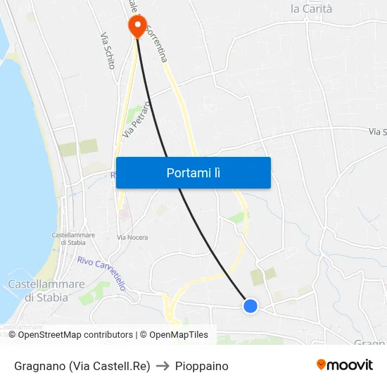 Gragnano (Via Castell.Re) to Pioppaino map