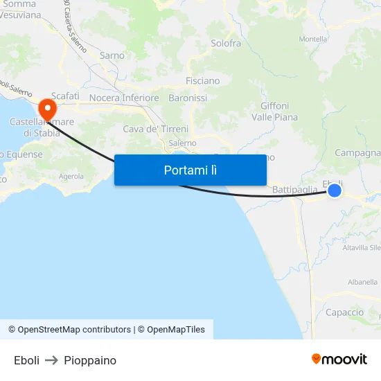 Eboli to Pioppaino map