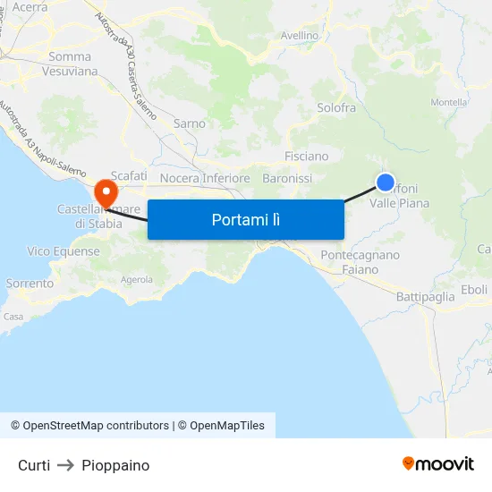 Curti to Pioppaino map