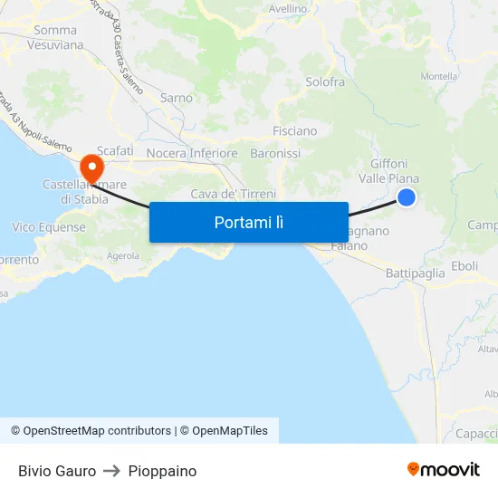 Bivio Gauro to Pioppaino map