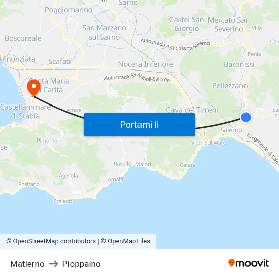 Matierno to Pioppaino map