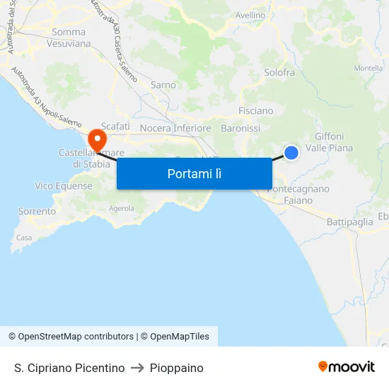 S. Cipriano Picentino to Pioppaino map