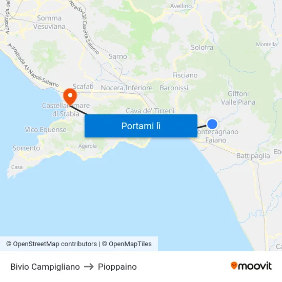 Bivio Campigliano to Pioppaino map