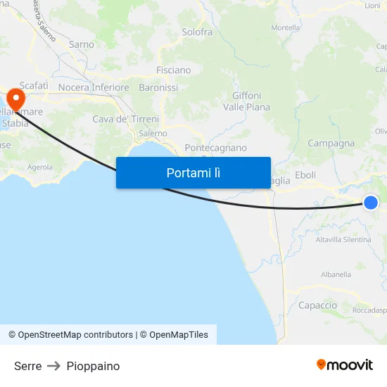 Serre to Pioppaino map