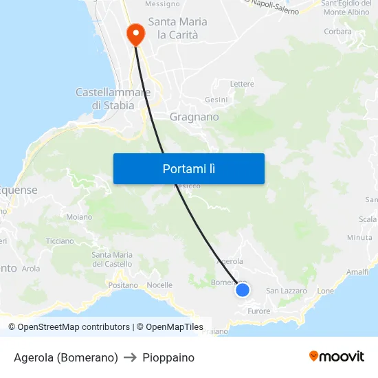 Agerola (Bomerano) to Pioppaino map