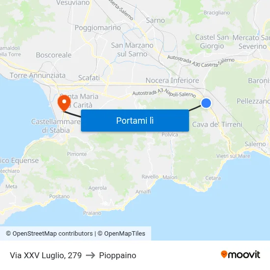 Via XXV Luglio, 279 to Pioppaino map