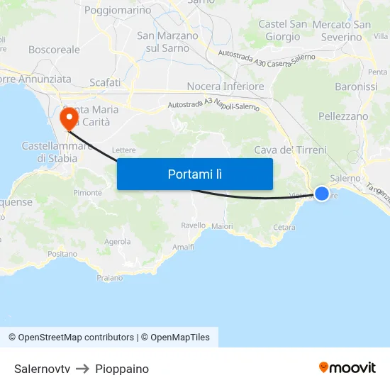 Salernovtv to Pioppaino map