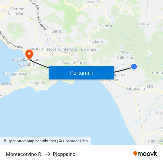 Montecorvino R. to Pioppaino map
