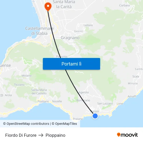Fiordo Di Furore to Pioppaino map