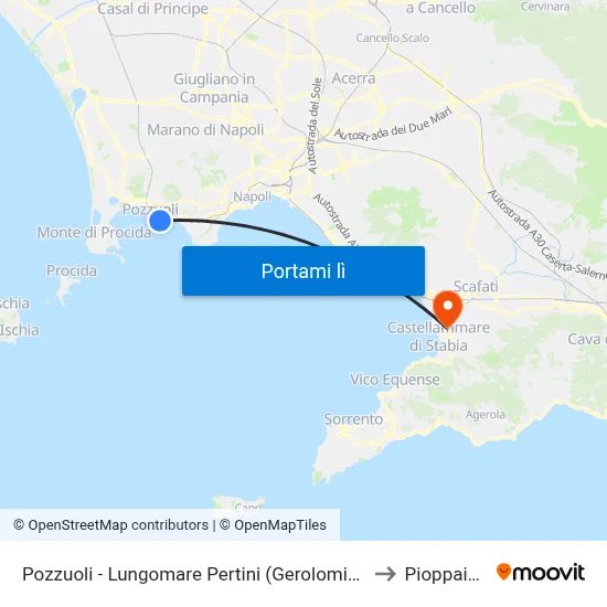 Pozzuoli - Lungomare Pertini (Gerolomini) to Pioppaino map