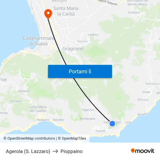 Agerola (S. Lazzaro) to Pioppaino map