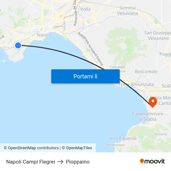 Napoli Campi Flegrei to Pioppaino map