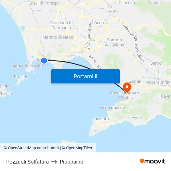 Pozzuoli Solfatara to Pioppaino map