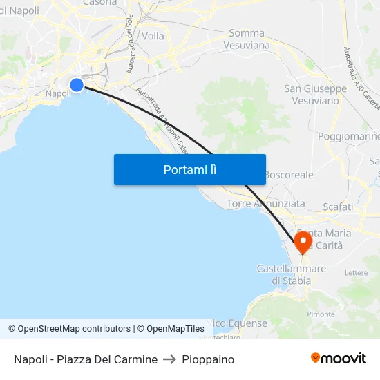 Napoli - Piazza Del Carmine to Pioppaino map