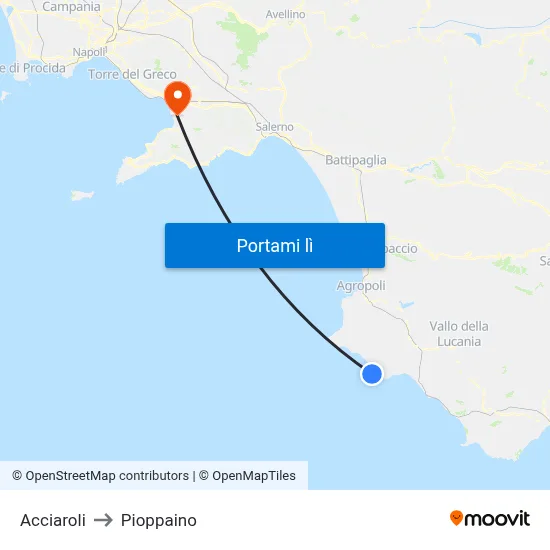 Acciaroli to Pioppaino map