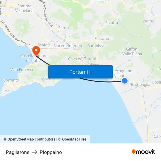 Pagliarone to Pioppaino map