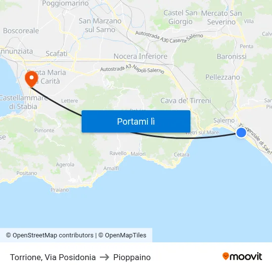 Torrione, Via Posidonia to Pioppaino map