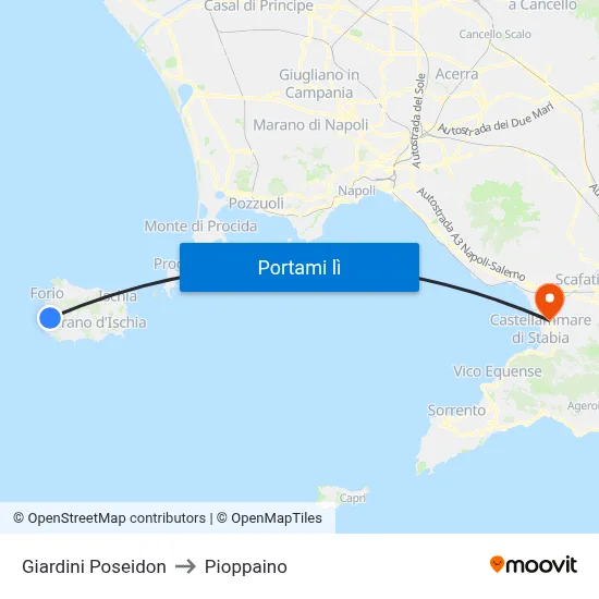 Giardini Poseidon to Pioppaino map