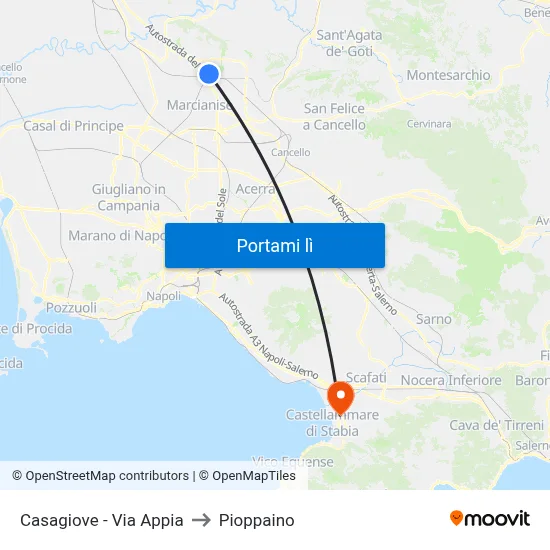 Casagiove - Via Appia to Pioppaino map