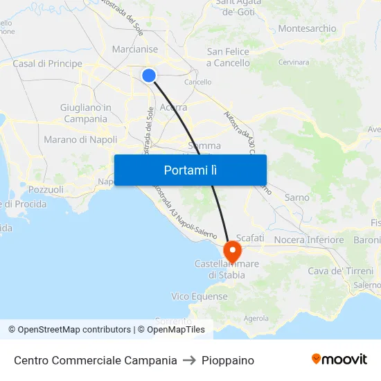 Centro Commerciale Campania to Pioppaino map