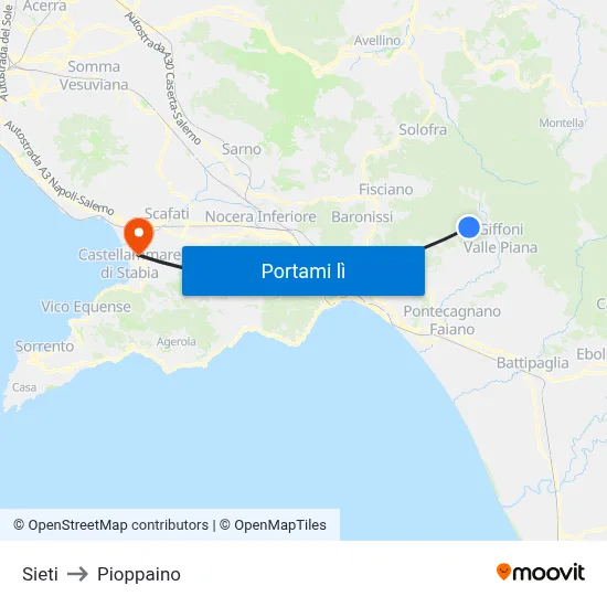 Sieti to Pioppaino map