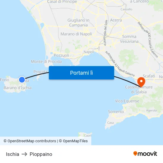 Ischia to Pioppaino map