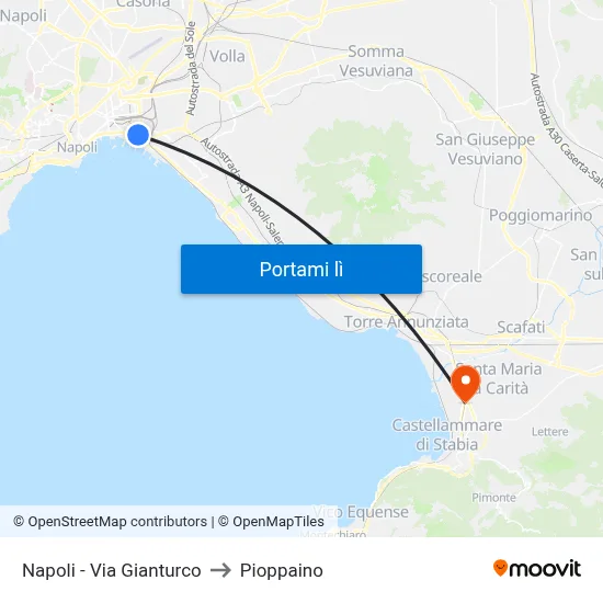 Napoli - Via Gianturco to Pioppaino map