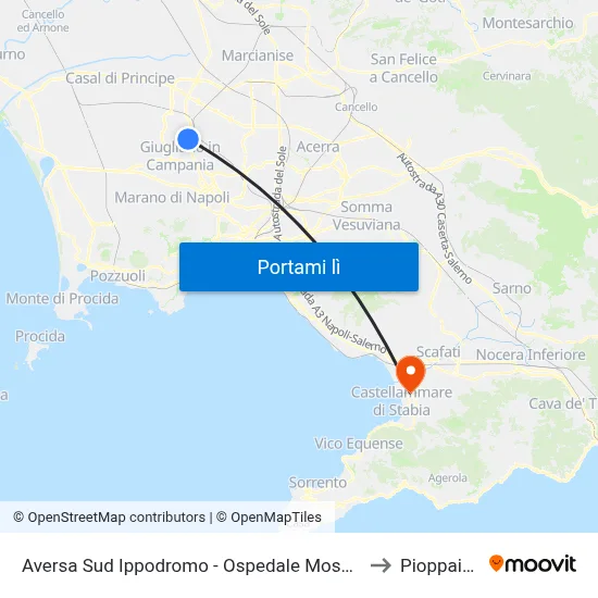 Aversa Sud Ippodromo - Ospedale Moscati to Pioppaino map