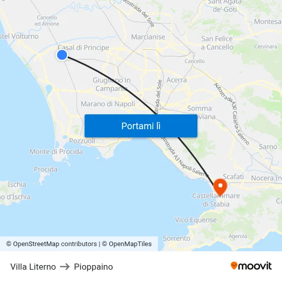 Villa Literno to Pioppaino map
