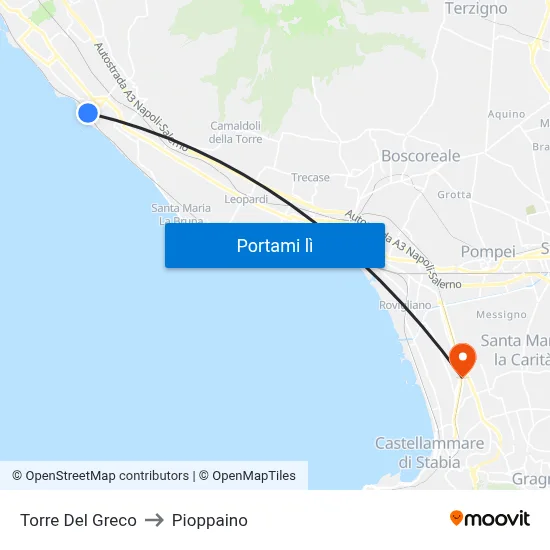 Torre Del Greco to Pioppaino map