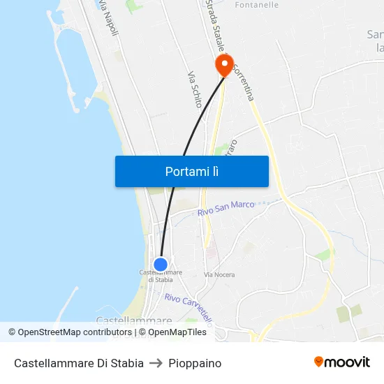 Castellammare Di Stabia to Pioppaino map