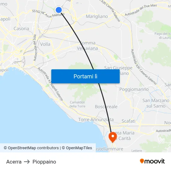 Acerra to Pioppaino map