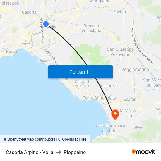 Casoria Arpino - Volla to Pioppaino map
