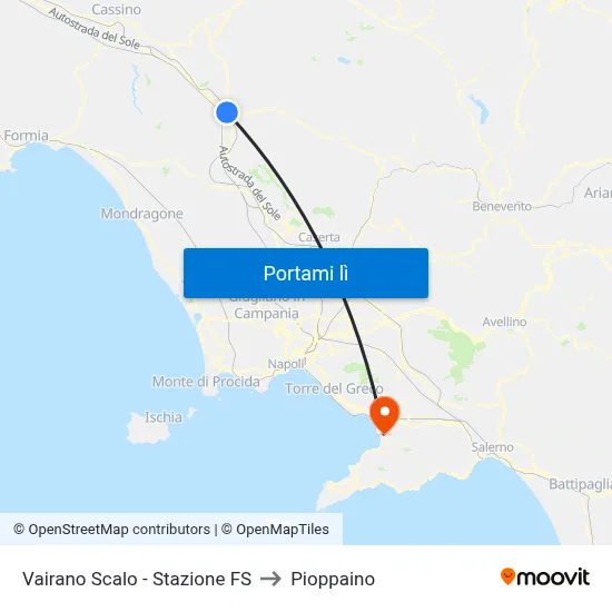 Vairano Scalo - Stazione FS to Pioppaino map