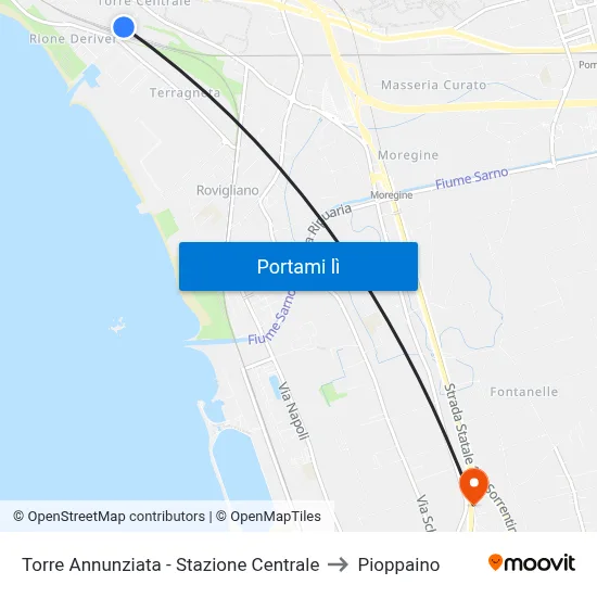 Torre Annunziata - Stazione Centrale to Pioppaino map