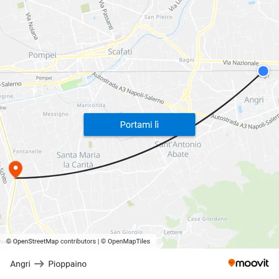 Angri to Pioppaino map