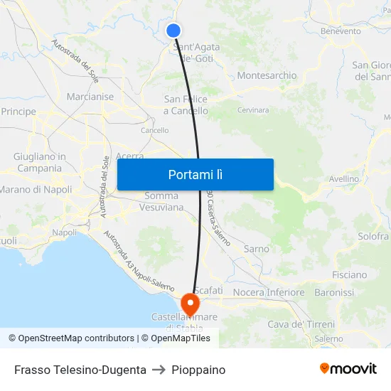 Frasso Telesino-Dugenta to Pioppaino map