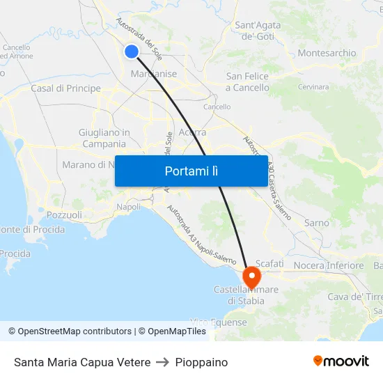 Santa Maria Capua Vetere to Pioppaino map