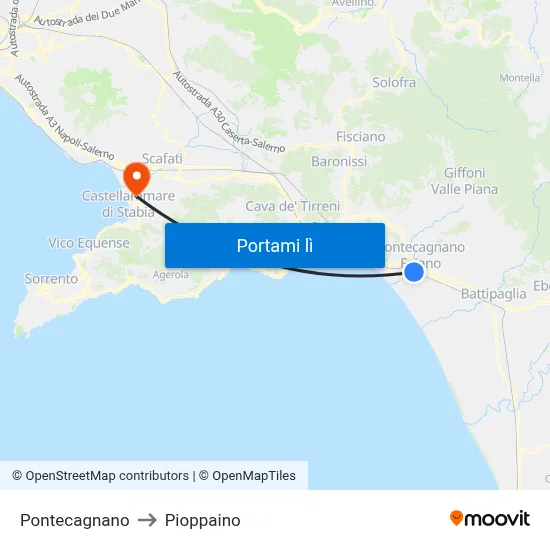 Pontecagnano to Pioppaino map