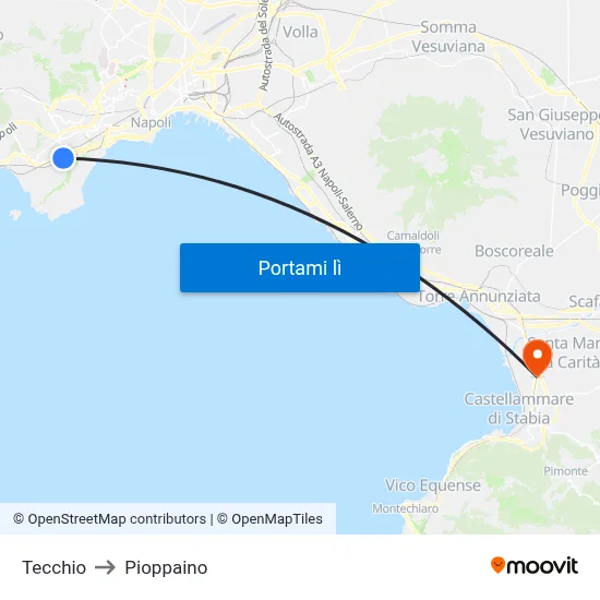 Tecchio to Pioppaino map