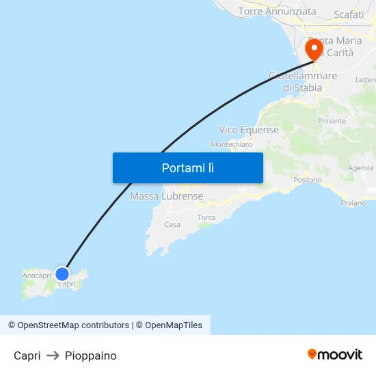 Capri to Pioppaino map