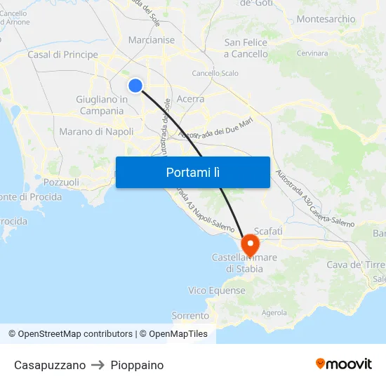 Casapuzzano to Pioppaino map