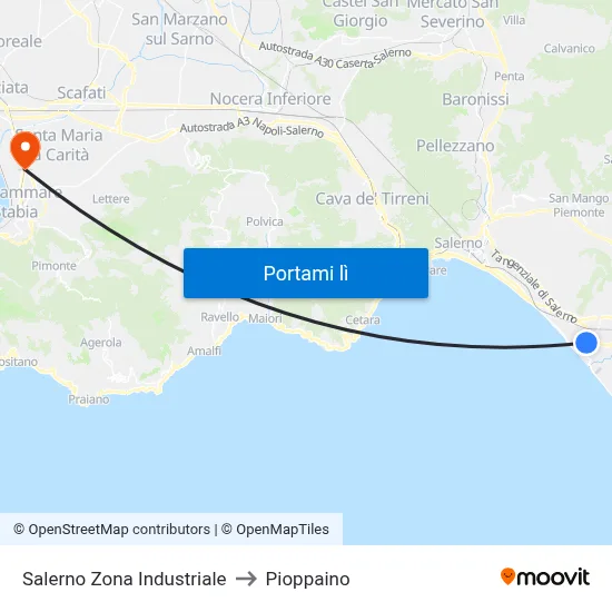Salerno Zona Industriale to Pioppaino map