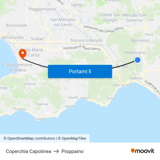 Coperchia Capolinea to Pioppaino map