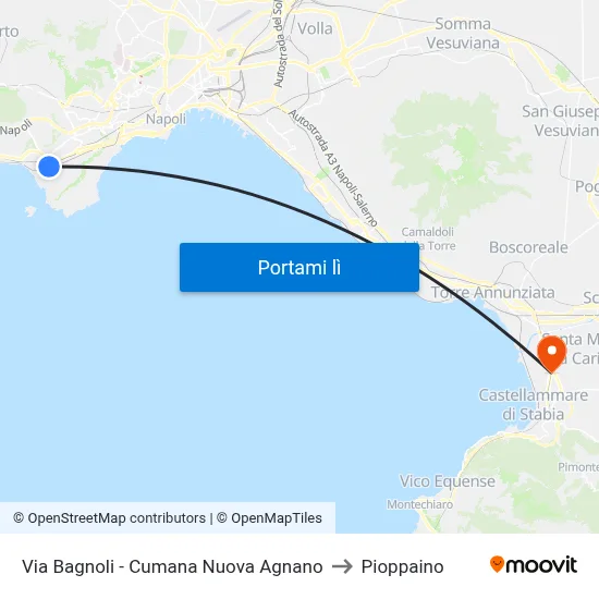 Via Bagnoli - Cumana Nuova Agnano to Pioppaino map