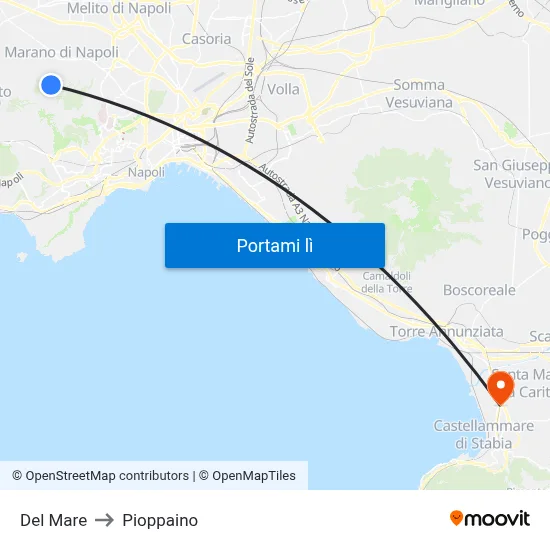 Del Mare to Pioppaino map