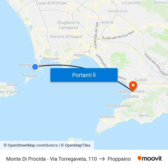 Monte Di Procida - Via Torregaveta, 110 to Pioppaino map