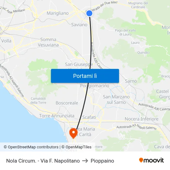 Nola Circum. - Via F. Napolitano to Pioppaino map