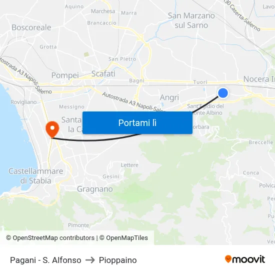 Pagani - S. Alfonso to Pioppaino map